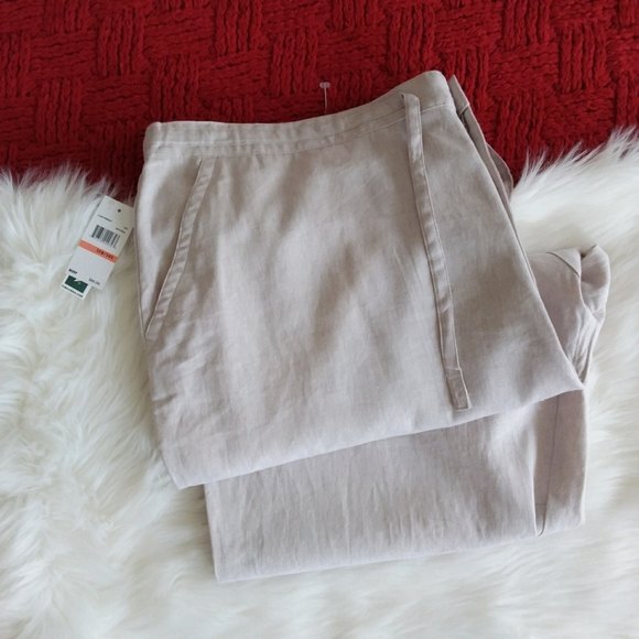 Linen Blend Pants Cubavera Khaki Elastic Adjustable Waist 3XB - Picture 8 of 9